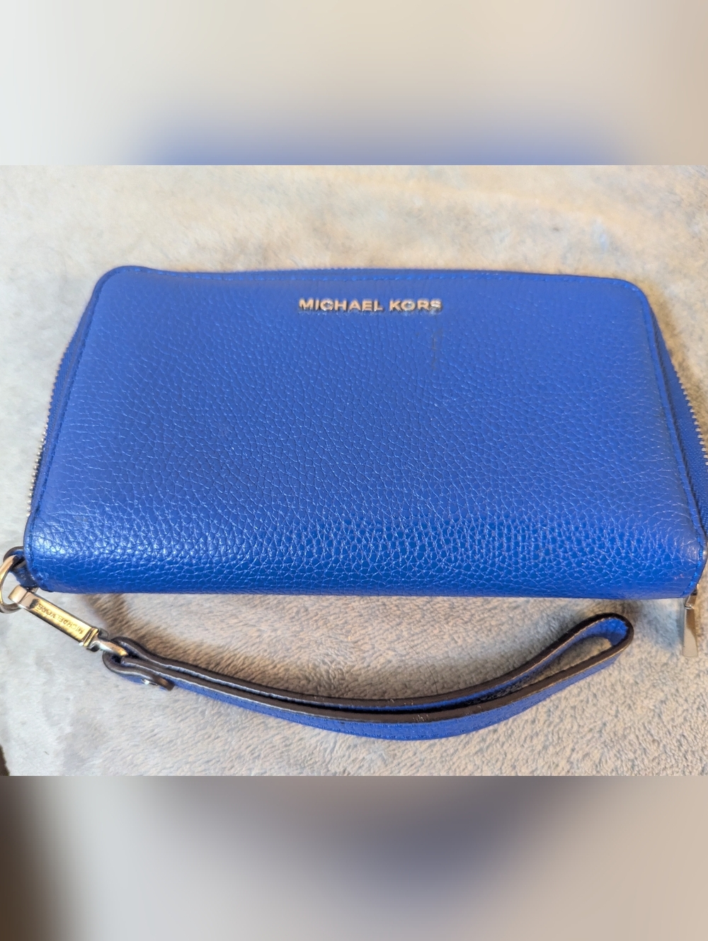 Michael Kors Electric Blue Leather Wristlet Wallet